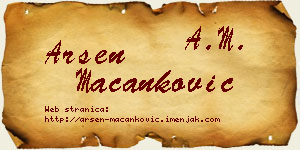 Arsen Macanković vizit kartica